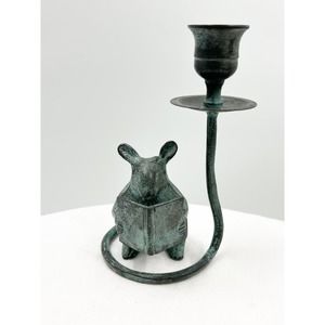 Vintage-Style Green Mouse Candle Holder